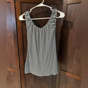 Pilcro and the Letterpress Anthropologie Navy/White Striped Tank w/ Back Detail
